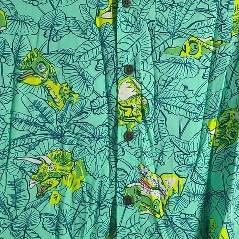 Cat & Jack Tropical Vibrant Dinosaur Dino Button Down Shirt Youth Size XL 16 - Picture 8 of 17